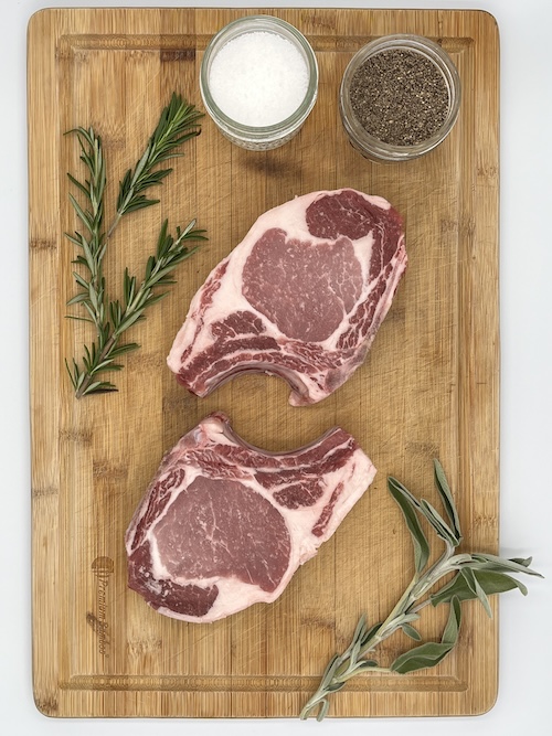 rib chops on cutting board